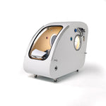 White hyperbaric oxygen therapy chamber on a white background
